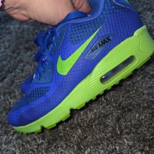 Nike Air Max 90 Breathe GS sneakers in the "Racer Blue" and "Electric Green